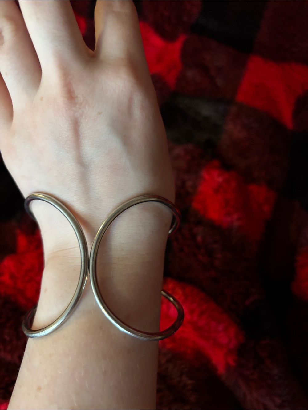 Silver Double-Loop Cuff Bracelet - Picture 6 of 6